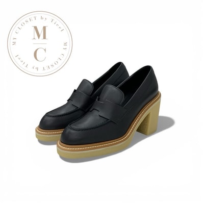 エルメス HERMES ディディ パンプス 靴 シューズ レザー ブラック ヒールローファー