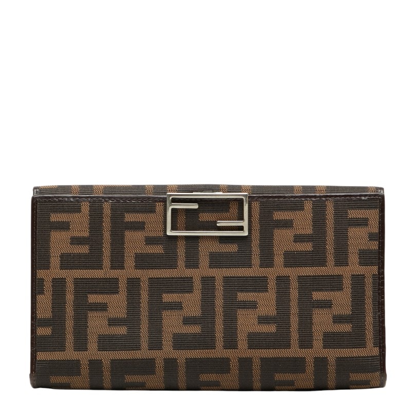 フェンディ ズッカ 長財布 ブラウン ブラック キャンバス レザー レディース FENDI 【中古】