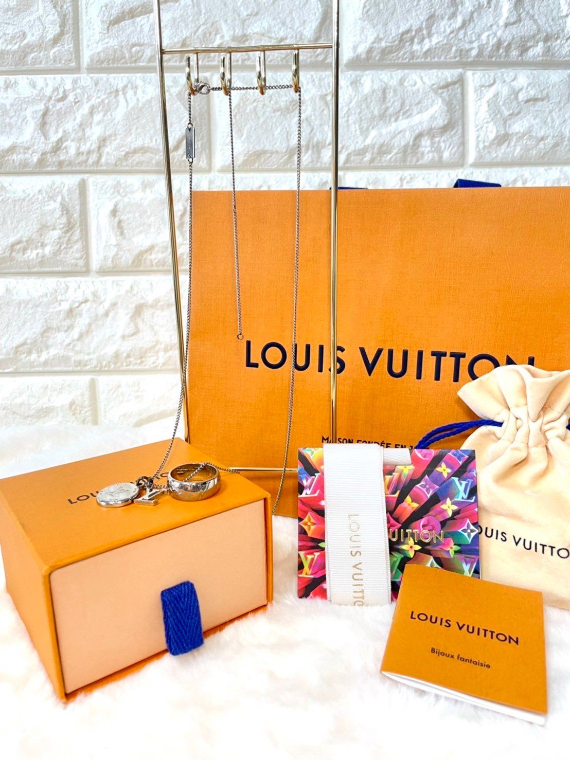 Louis Vuitton Monogram Charms Necklace "Silver"
