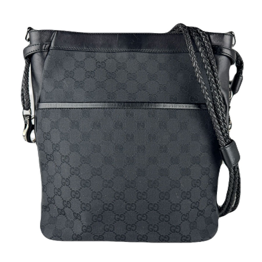 グッチ GUCCI ショルダーバッグ GGキャンバス/レザー ブラック ユニセックス【中古】 z8723
