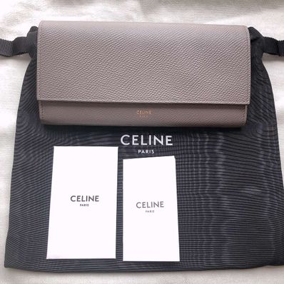 CELINE Large flap wallet in Grained calfskin "PEBBLE"