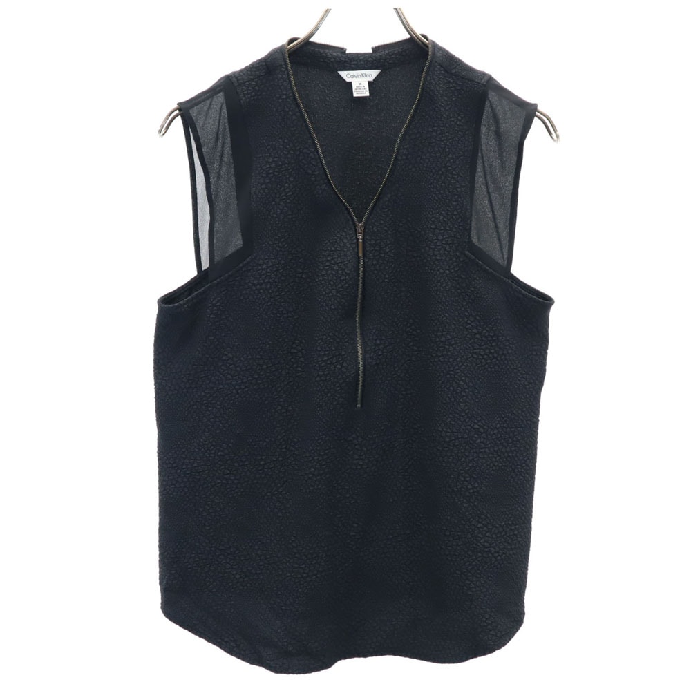 Calvin klein カルバンクライン ノースリーブ ハーフジップ カットソー M ブラック