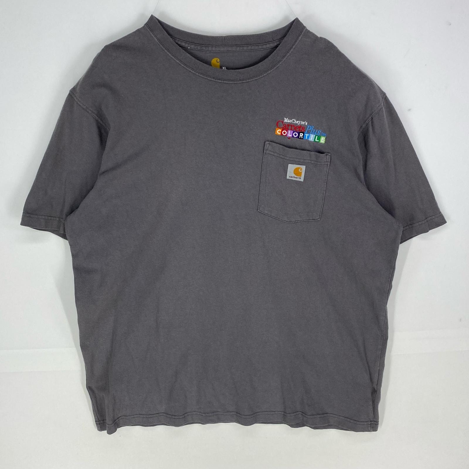 古着 カーハート Carhartt 半袖Tシャツ 胸ポケット ロゴ クルーネック ショートスリーブ XL グレー系 メンズ