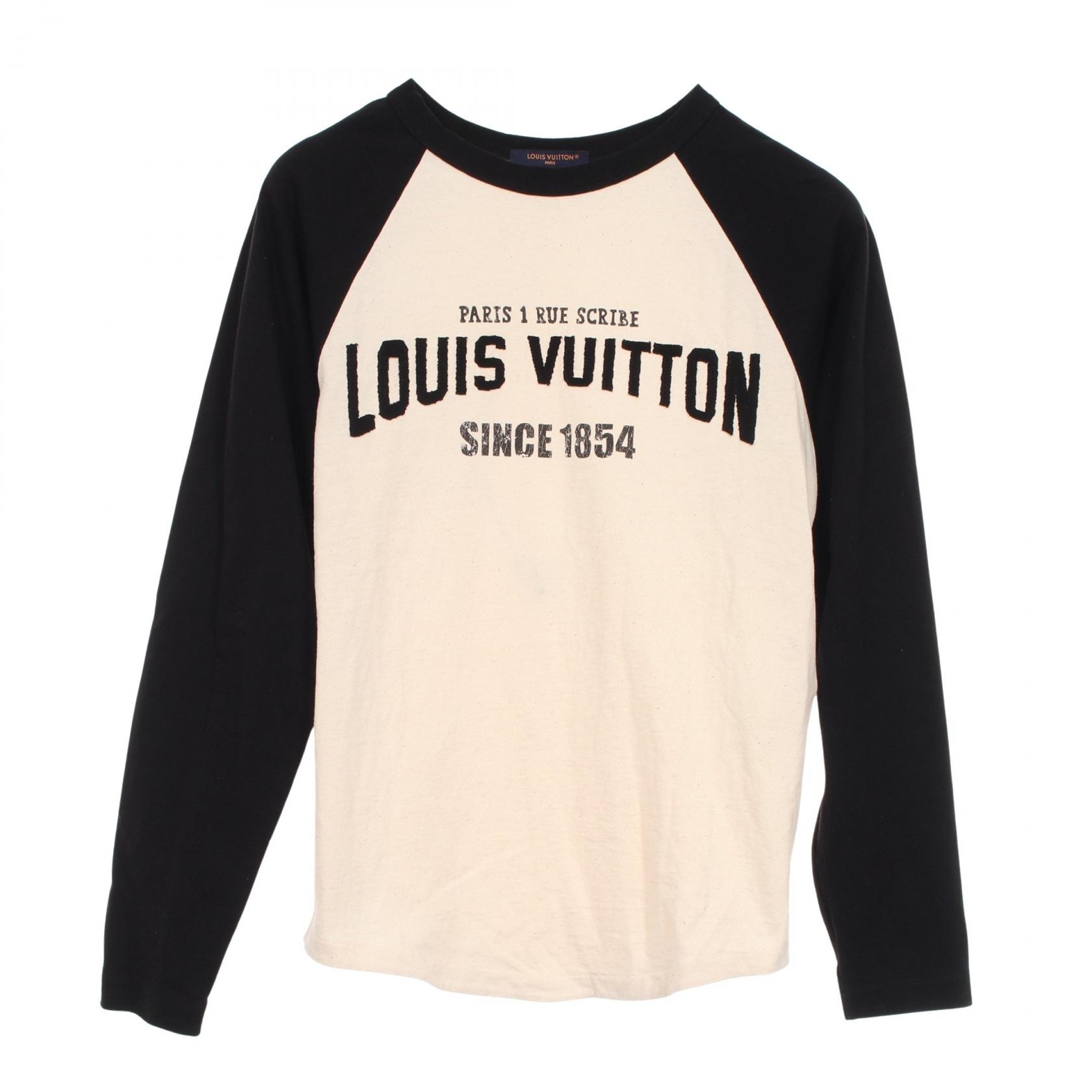 ルイ・ヴィトン LOUIS VUITTON ロゴ ラグランスリーブ 長袖Tシャツ 衣料品 トップス コットン レディース アイボリー系 / ブラック系 RW251WW RYH FSTB05 【中古】