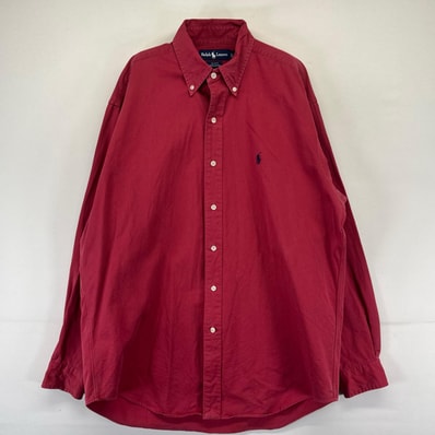 古着 ラルフローレン RALPH LAUREN 長袖シャツ ワンポイントロゴ 胸ポケット ボタンダウン BLAKE M ピンク系 メンズ