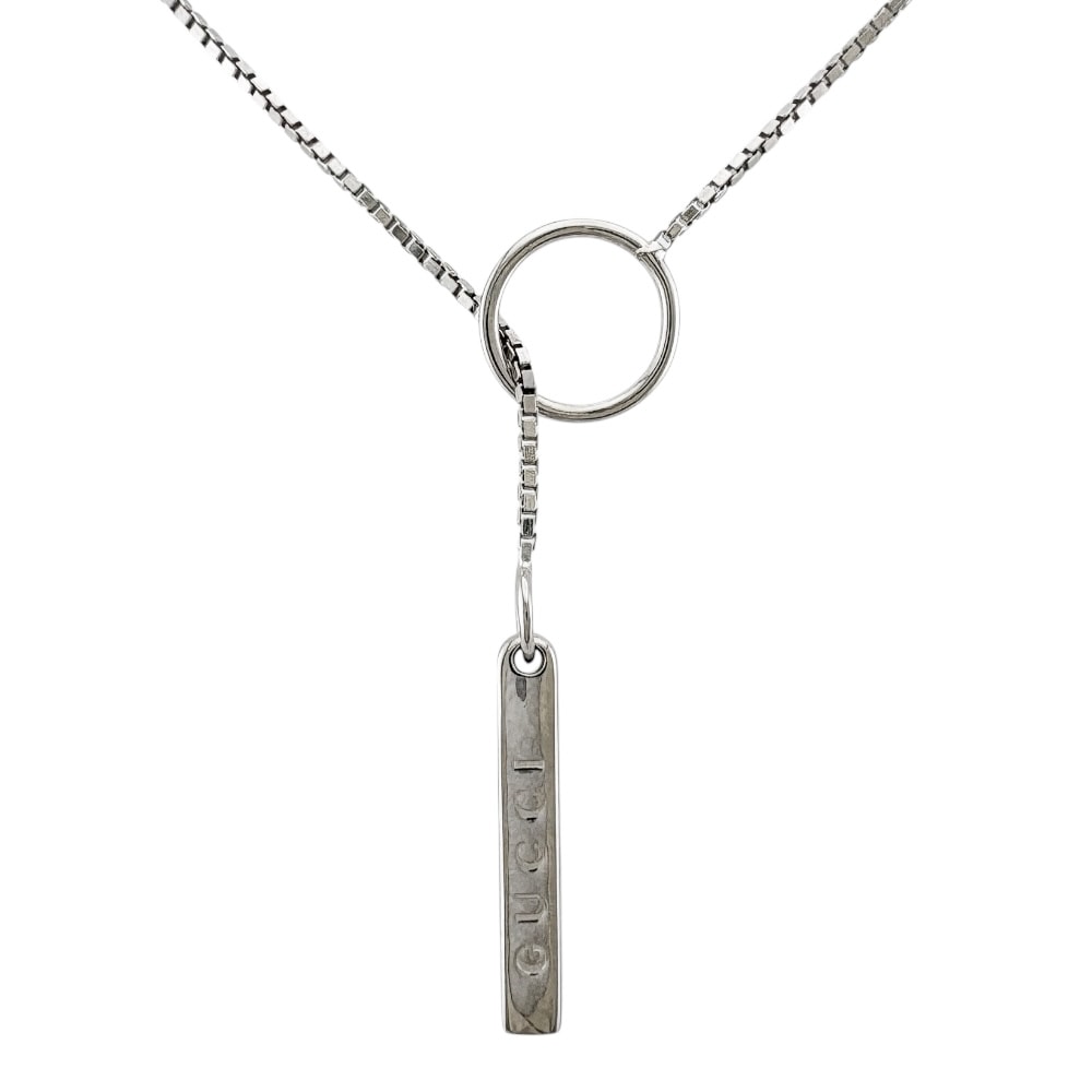 グッチ ラリアット ネックレス 18金 K18ホワイトゴールド レディース GUCCI 中古