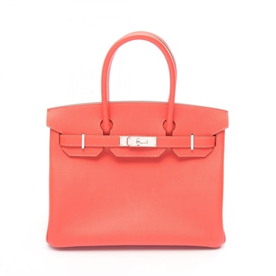 エルメス HERMES バーキン30 ハンドバッグ バッグ レザー カーフ(牛革) ヴォーエプソン ヴォーエプソン ローズジャイプール T刻印(2015年製造) レディース レッド系 【中古】