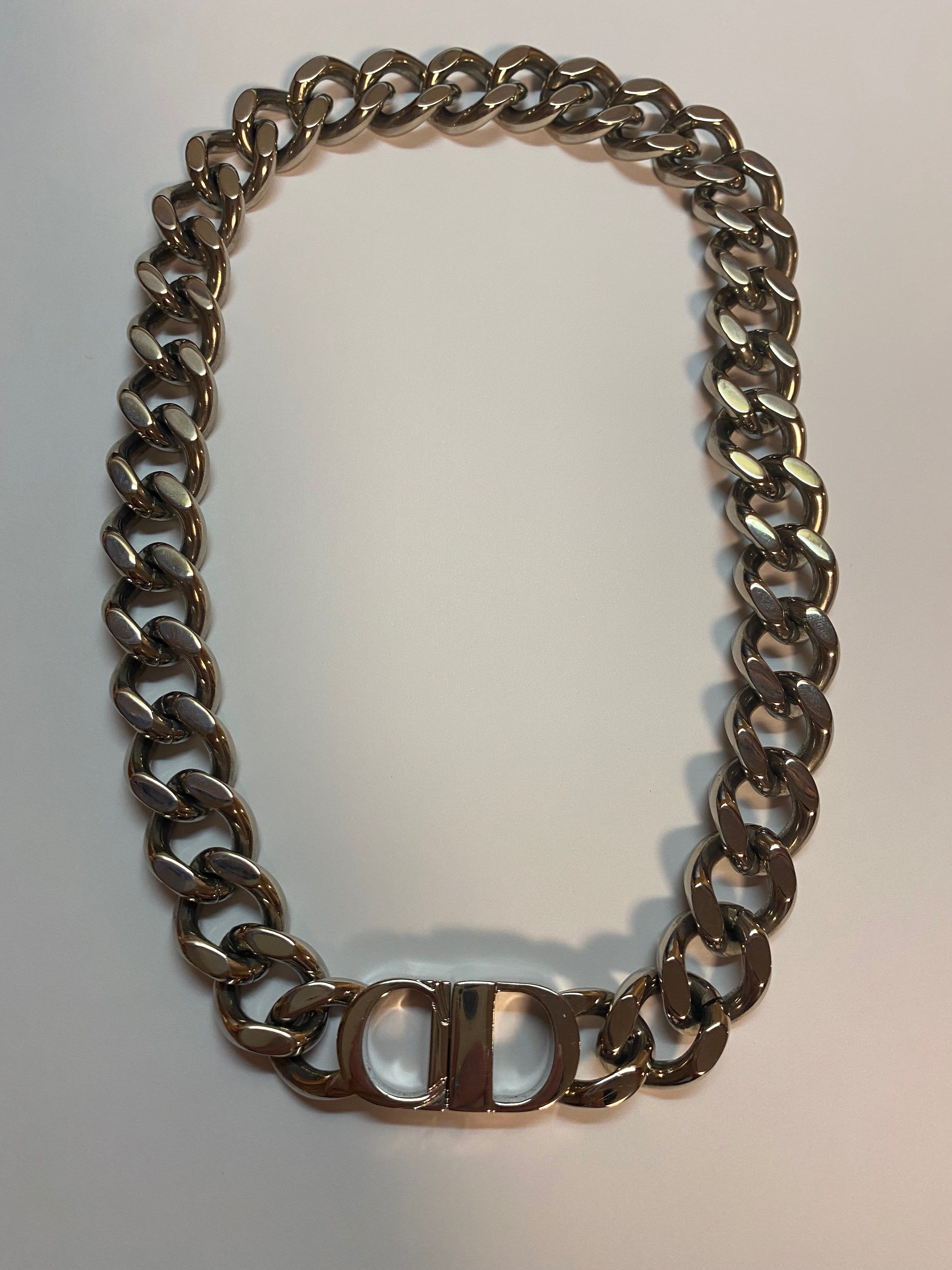 Dior CD ICON Chain Link Necklace "Silver"