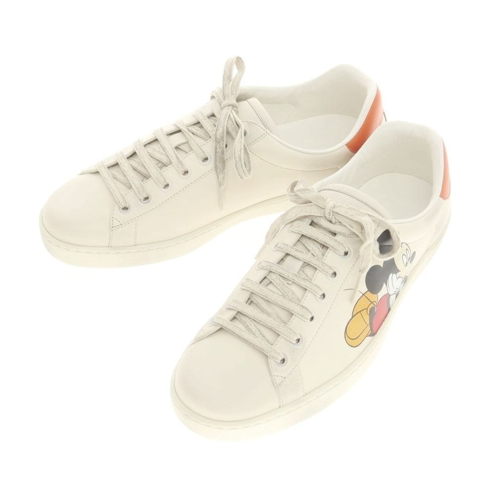 【中古】【未使用】グッチ GUCCI × Disney USED加工 スニーカー アイボリー【サイズ7 1/2】【メンズ】