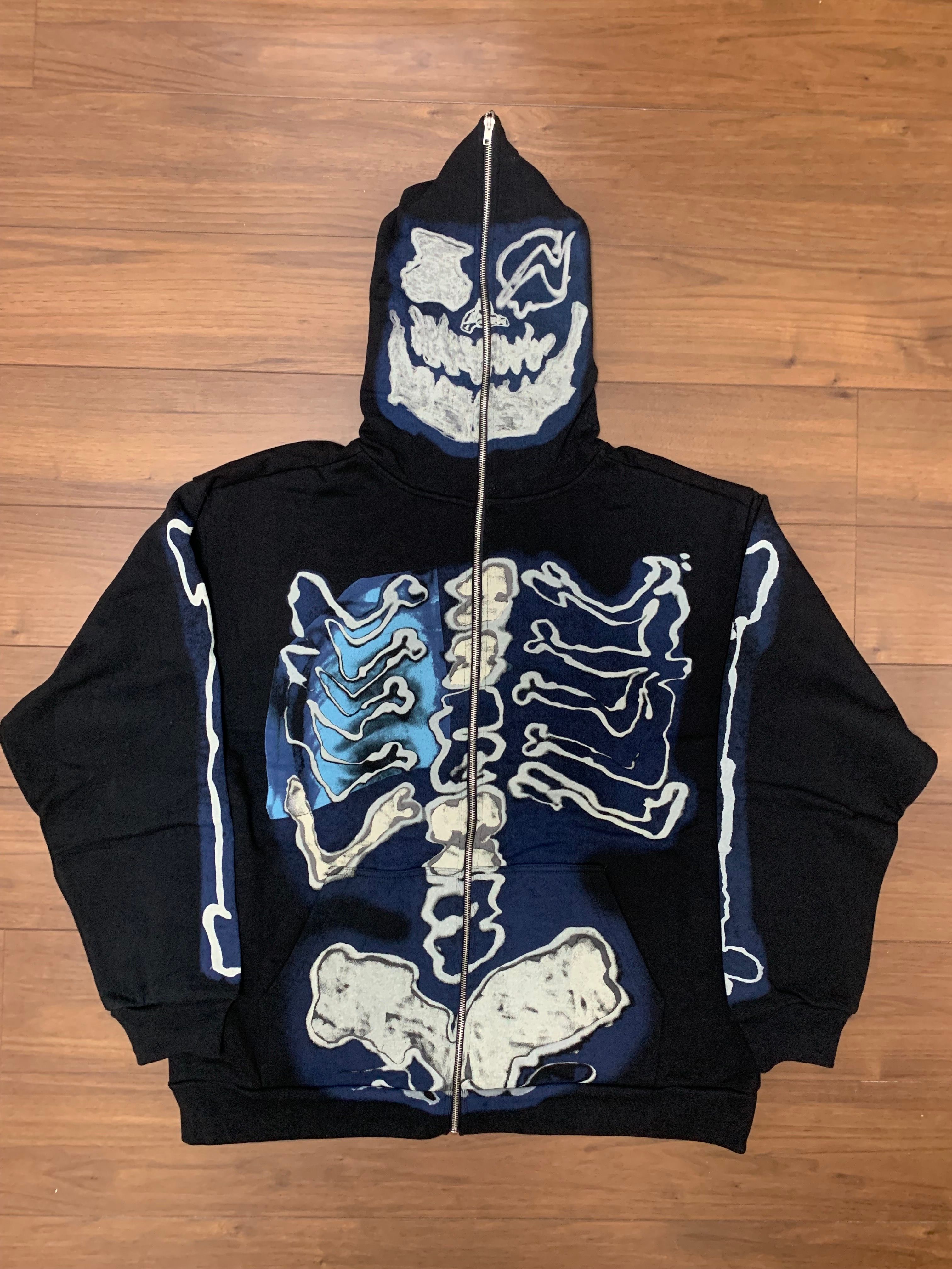 Travis Scott Cactus Jack For Fragment Skeleton Graffiti Full Zip Hoodie "Black"