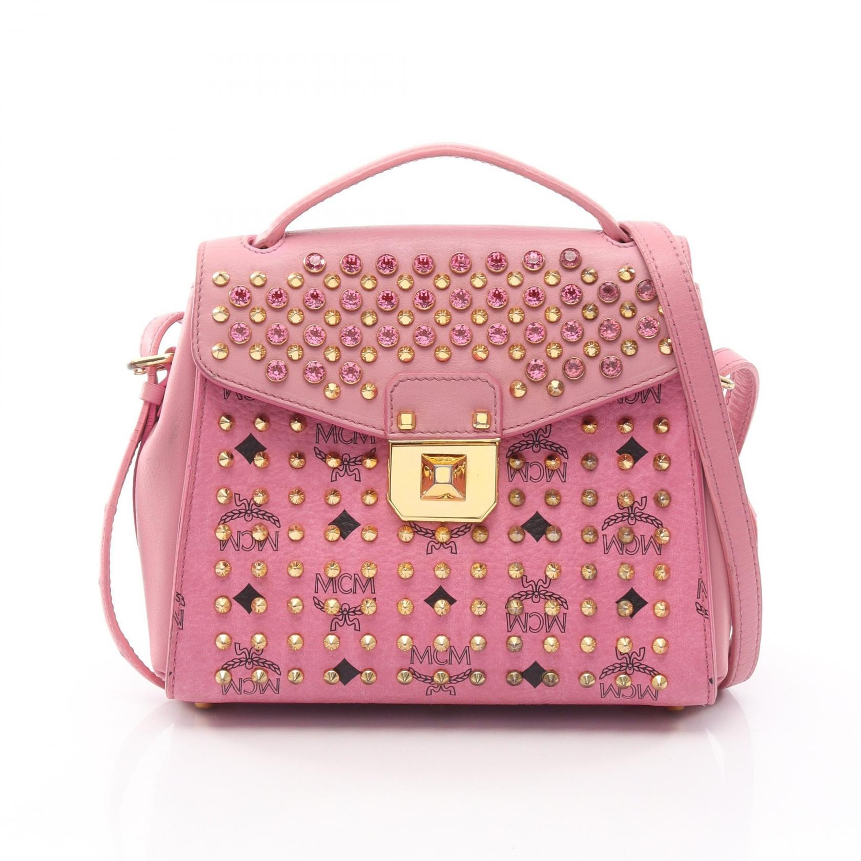 エム・シー・エム MCM パトリシア 2WAY ハンドバッグ バッグ レザー レディース ピンク系 【中古】