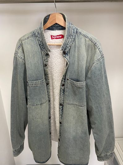Supreme Faux Shearling Lined Work Shirt "Washed Indigo Denim" (24FW)