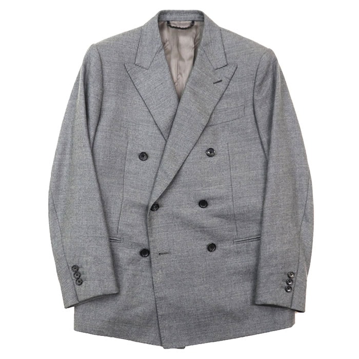 LOUIS VUITTON ルイ・ヴィトン ジャケット テーラード ウール/カシミヤ サイズ 48 メンズ 2023SS ダブルブレスト ポンヌフフィット スリム LV ロゴ ステッチボタン アウター グレー 灰色 イタリア製