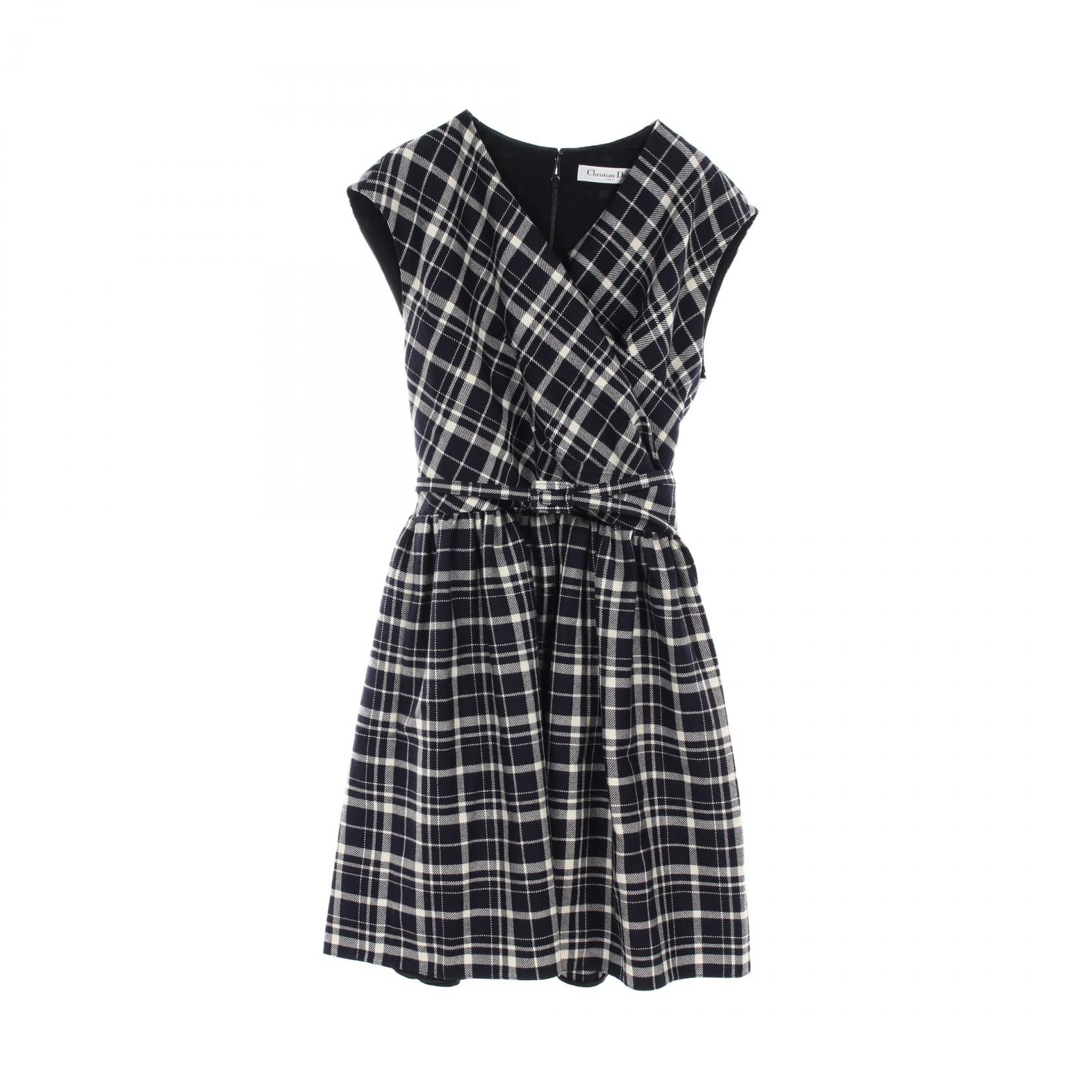 ディオール Dior ワンピース 衣料品 トップス ウール レディース ネイビー系 / ホワイト系 【中古】