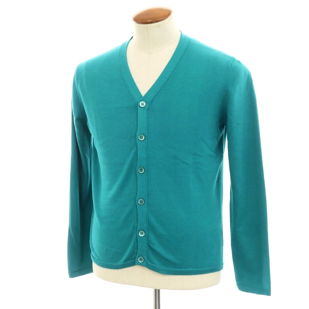 【中古】クルチアーニ CRUCIANI ハイゲージ コットン カーディガン エメラルドグリーン【サイズ46】【メンズ】
