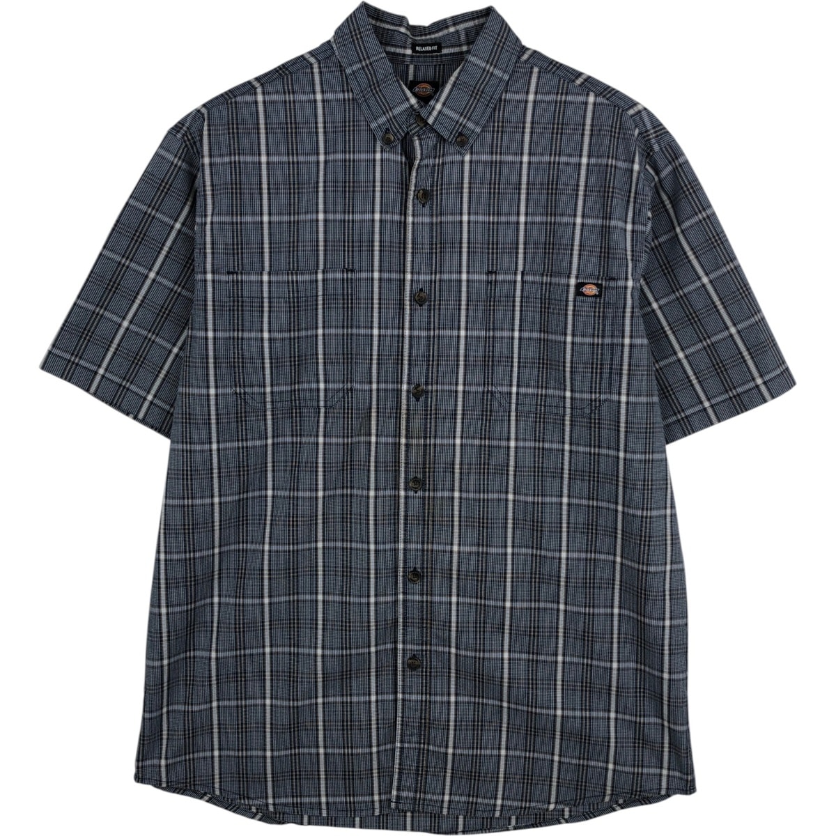 古着 ディッキーズ Dickies Relaxed Fit チェック柄 ボタンダウン 半袖 ワークシャツ メンズM相当/eaa477292