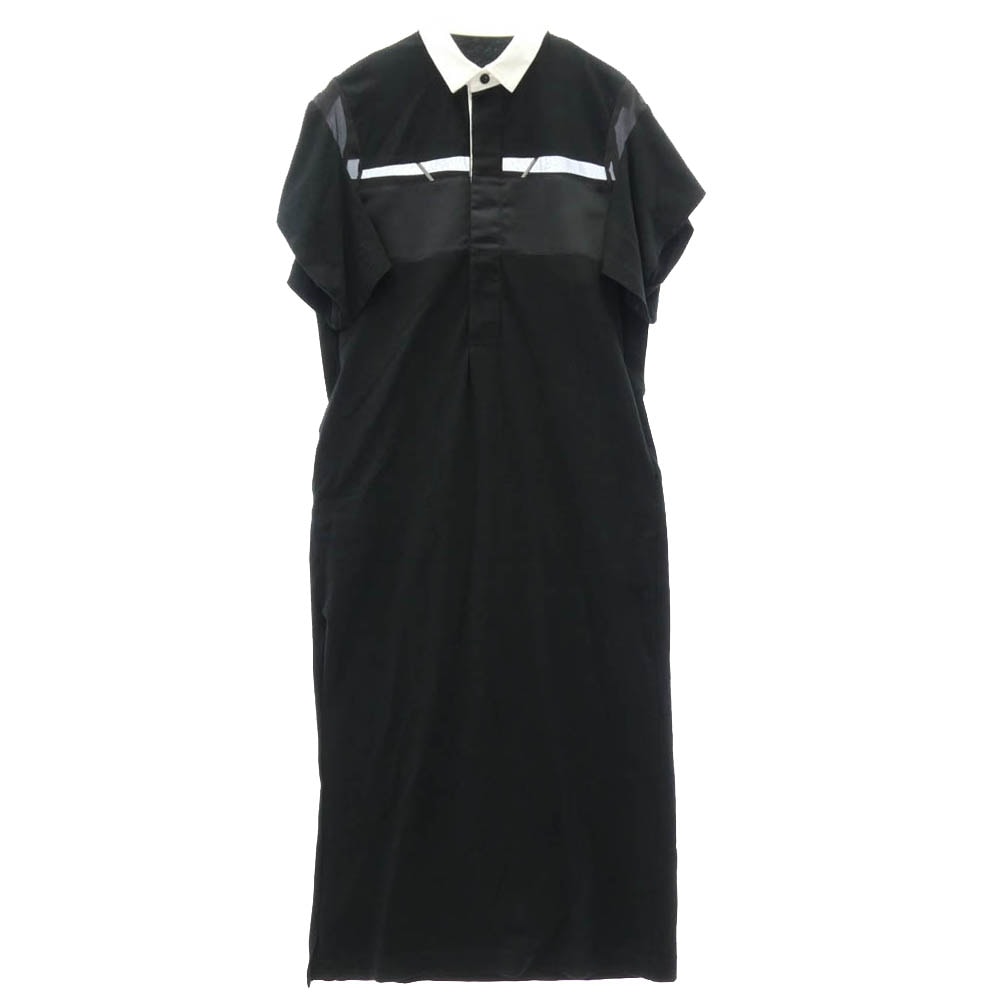 Sacai サカイ 26SS 26-08351 Cotton Jersey Dress コットンジャージ― シャツカラー 襟付き ワンピース ドレス ブラック系 2【中古】