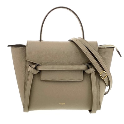 CELINE セリーヌ ベルトバッグ ナノ ハンドバッグ 189003ZVA レザー ベージュ エトゥープ レディース【中古】