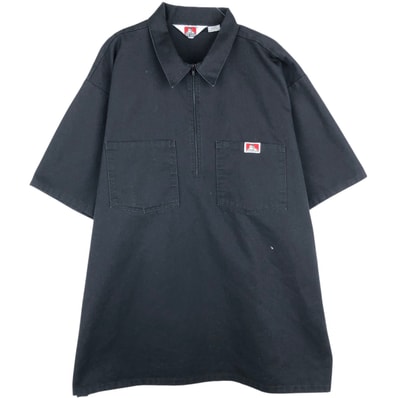 古着 ベンデイビス BEN DAVIS プルオーバー ハーフジップ 半袖 ワークシャツ ボックスシャツ USA製 メンズXXL相当/eaa641231