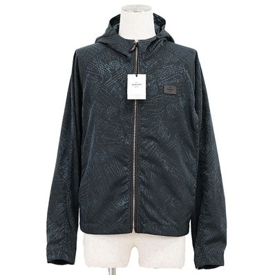 【未使用】Berluti ベルルッティ ナイロン ジャケット サイズ R46 メンズ スクリット カリグラフィ レザー ブルゾン アウター タグ付属 グリーン 緑 イタリア製