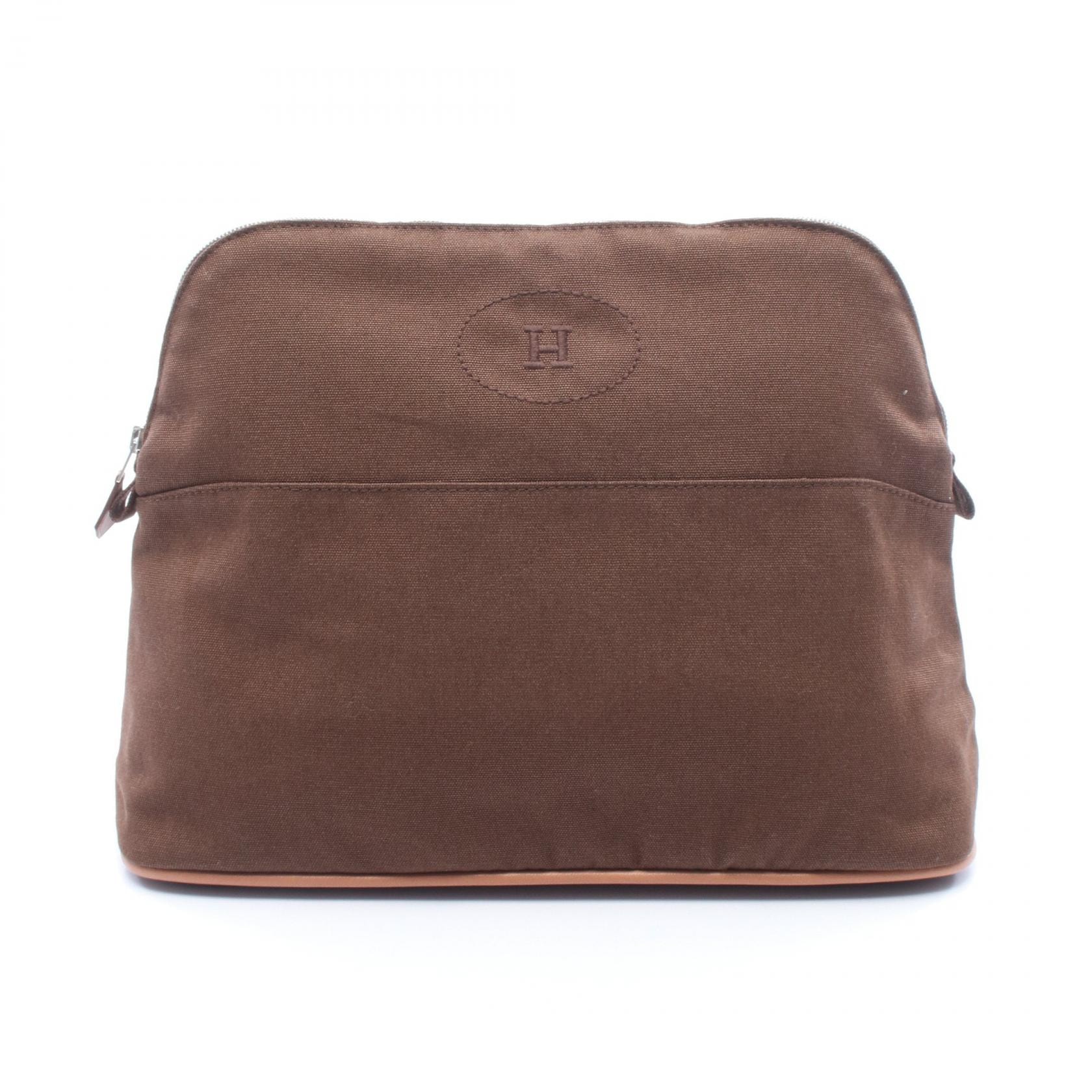エルメス HERMES ボリードポーチ30 ポーチ バッグ キャンバス レザー レディース ブラウン系 【中古】