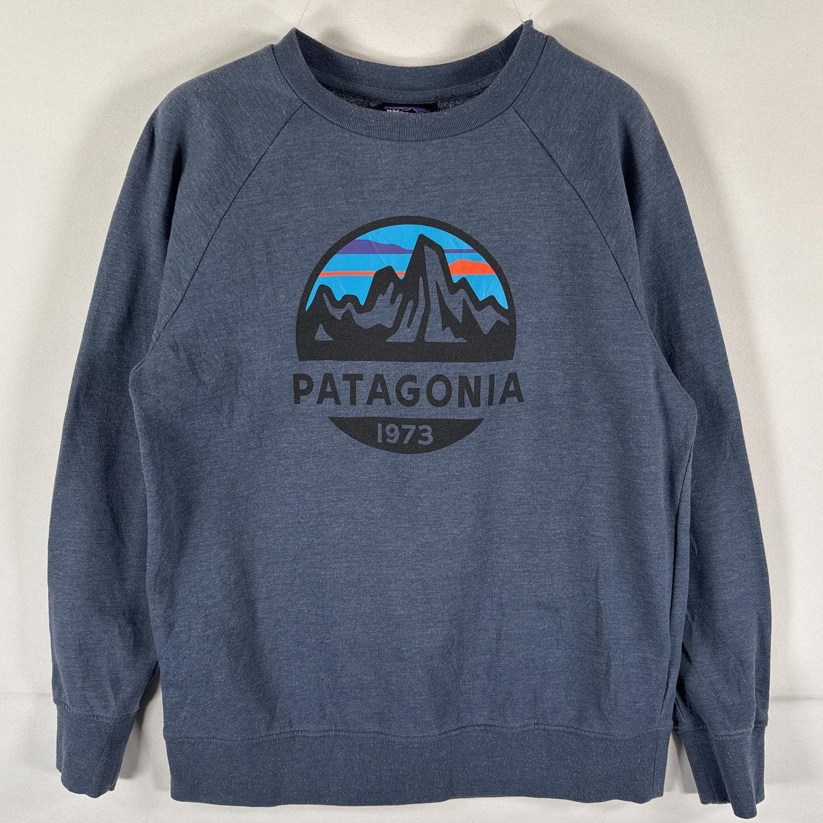 古着 パタゴニア patagonia スウェット スウェット ビッグロゴプリント 薄手 ラグラン クルーネック ロン T L ネイビー系 レディース