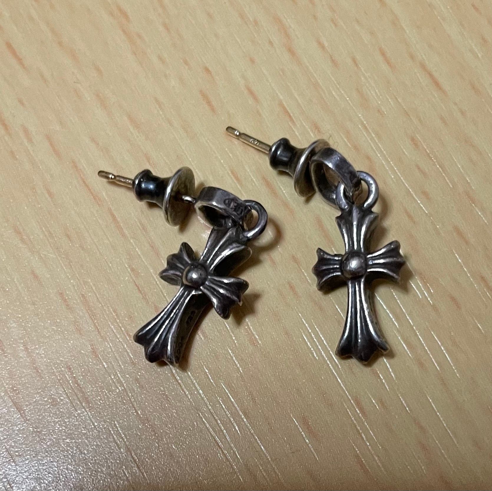 Chrome Hearts CH Cross Baby Fat Earrings "Silver"