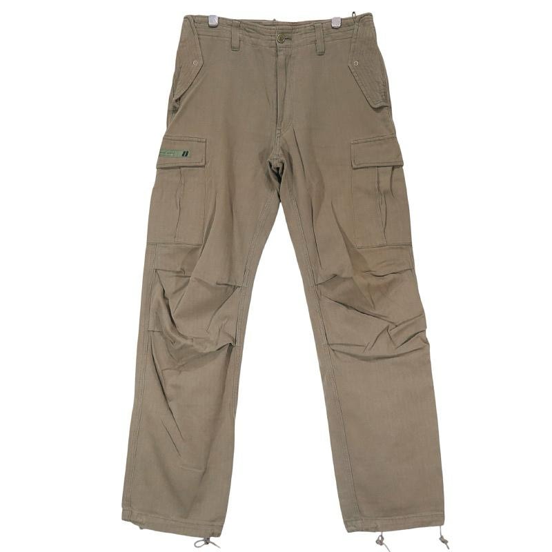 WTAPS ダブルタップス 08AW CARGO/TROUSERS,FATIGUE,COTTON,HELL IN BONE 2008/2ND カーゴ トラウザーズ コットン ヘリンボーン オリーブドラブ 6ポケット カーゴ パンツ ボトムス サイズM