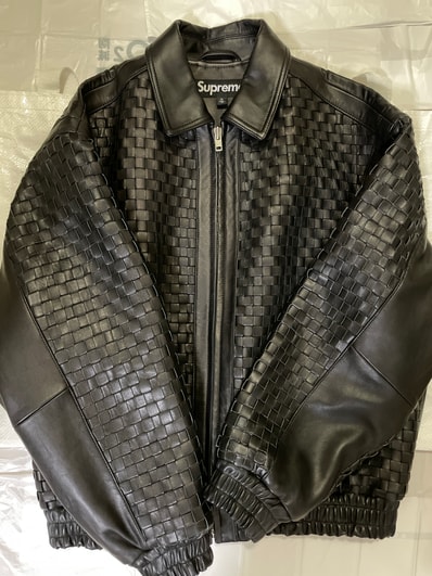 Supreme Woven Leather Varsity Jacket "Black"