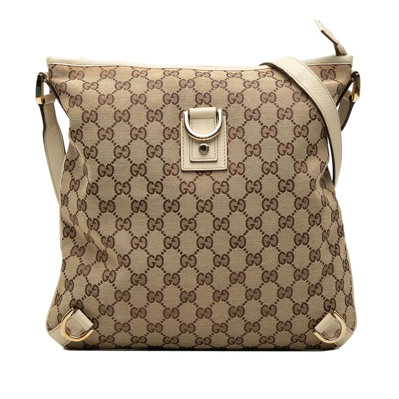 グッチ GGキャンバス アビー 斜め掛け ショルダーバッグ 131326 ベージュ アイボリー レザー レザー レディース GUCCI 中古