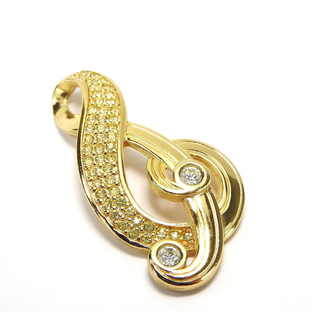 【中古】 クリスチャンディオール ペンダントトップ メタル ゴールド ゴールド クリア アクセサリー 音符 ラインストーン メッキ レディース 女性 Christian Dior