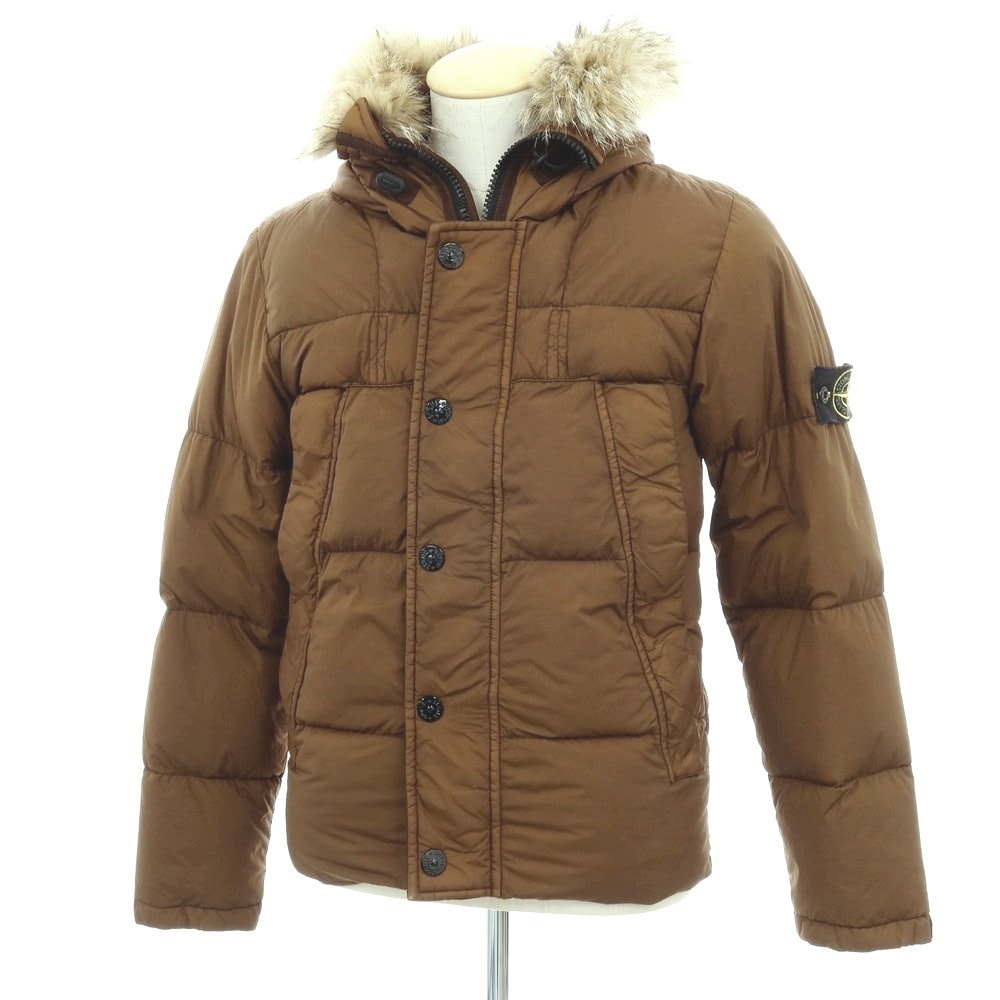【中古】ストーンアイランド STONE ISLAND ナイロン フーデッド ダウンジャケット キャメルブラウン【サイズS】【メンズ】