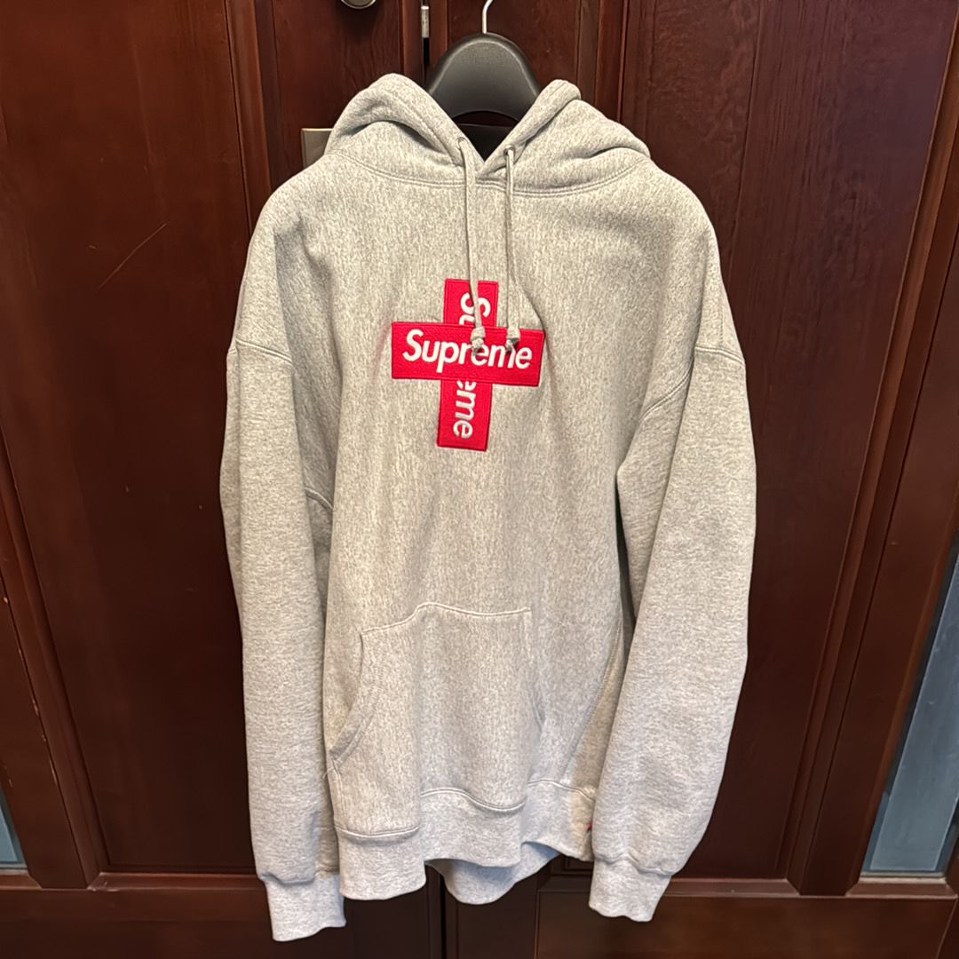 Supreme Cross Box Logo Hooded Sweatshirt "Grey"