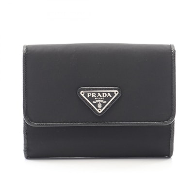 プラダ PRADA TESSUTO 二つ折り財布 財布 ナイロン サフィアーノレザー レディース ブラック系 1MH523 【中古】