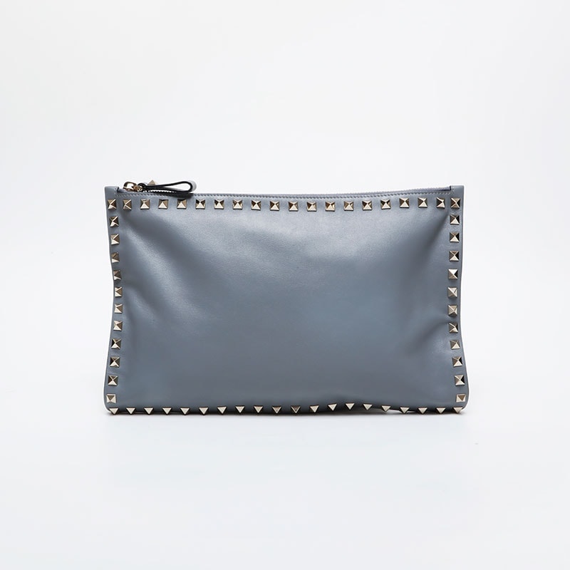 ヴァレンティノ VALENTINO レザー スタッズ クラッチバッグ【中古】