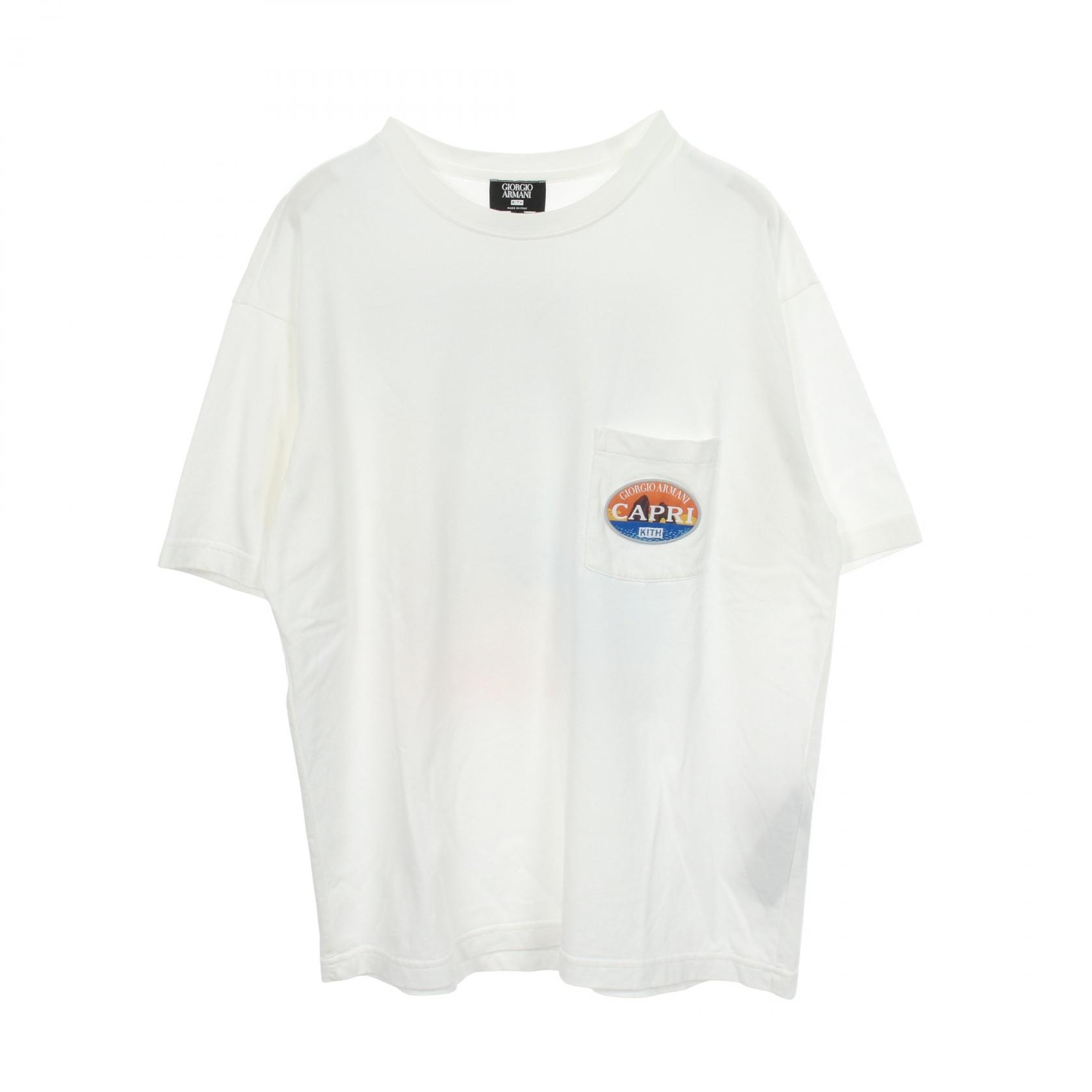 ジョルジオアルマーニ GIORGIO ARMANI GIORGIO ARMANI × KITH CAPRI ポケット付き 半袖Tシャツ 衣料品 トップス コットン メンズ ホワイト系 【中古】