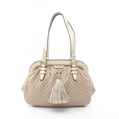 セリーヌ CELINE マカダム クロコ型押し ショルダーバッグ バッグ キャンバス レザー レディース ベージュ系 / ホワイト系 【中古】