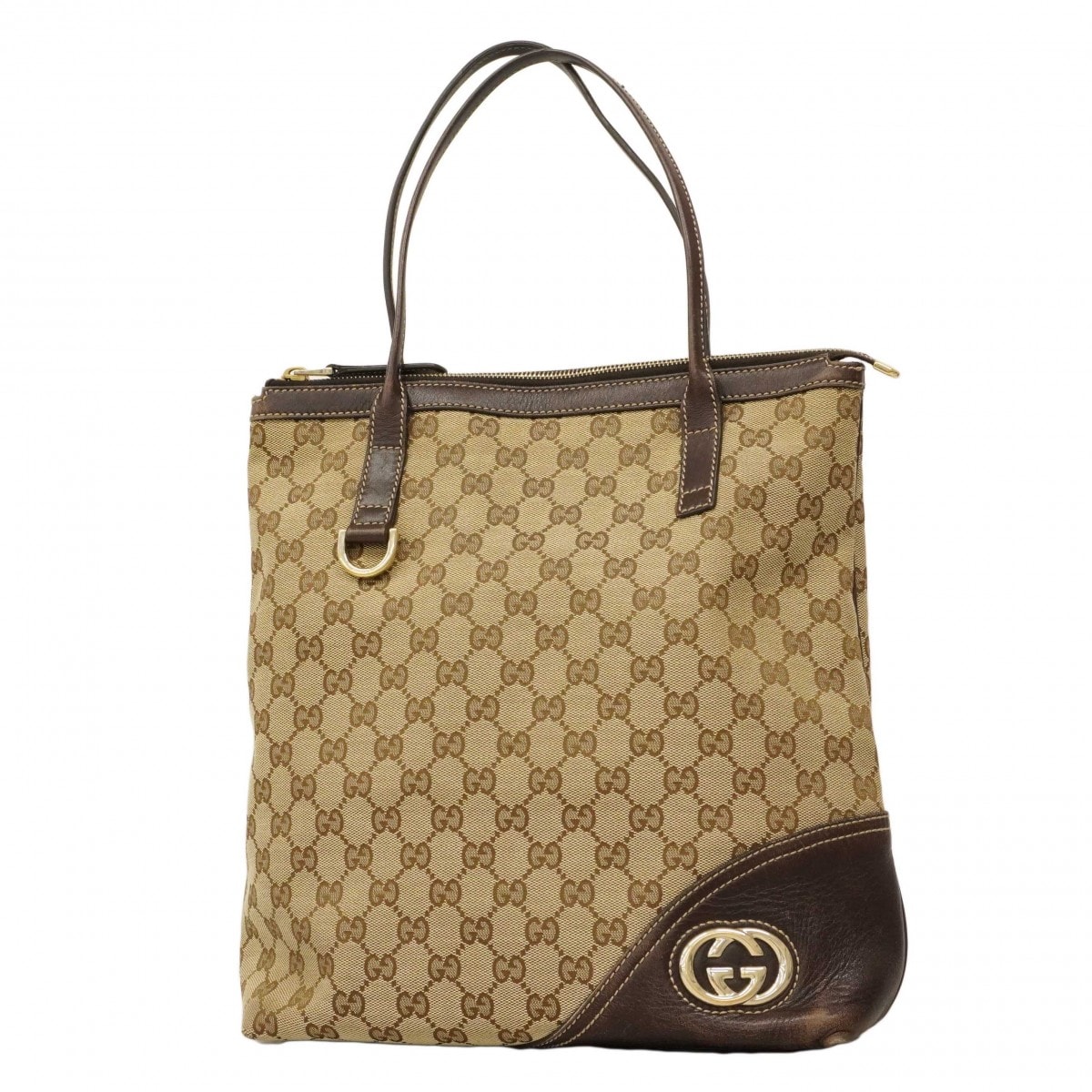 【6db2209-k】グッチ トートバッグ GGキャンバス 182492 キャンバス ブラウン シャンパンゴールド金具【中古】レディース