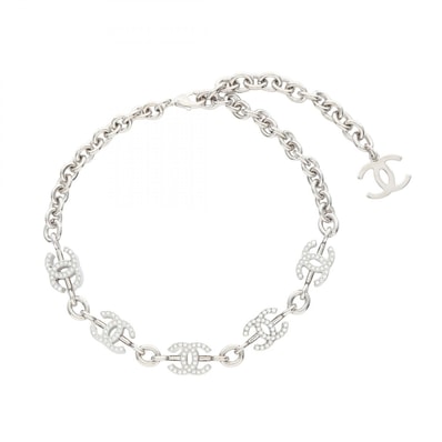 シャネル CHANEL ココマーク ネックレス ジュエリー ステンレススチール ラインストーン レディース シルバー系 / クリア系 【中古】
