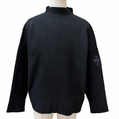 Chrome Hearts Unborn Calf Cross Patch High Neck Cashmere Knit "Black"
