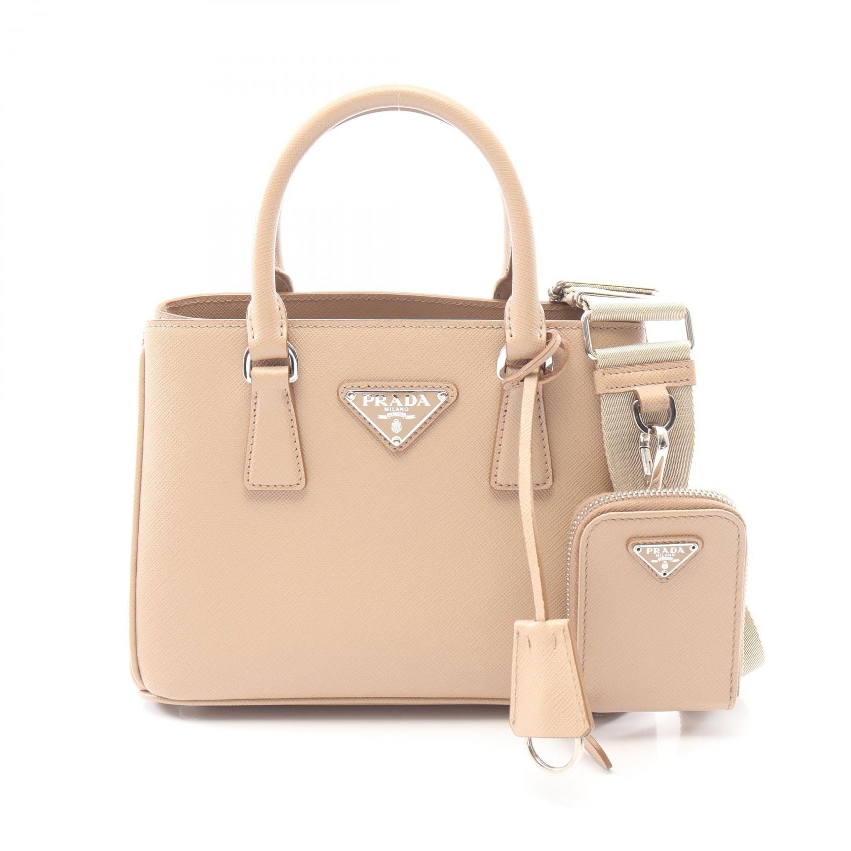 プラダ PRADA SAFFIANO LUX 2WAY ハンドバッグ バッグ サフィアーノレザー レディース ベージュ系 1BA296 【中古】