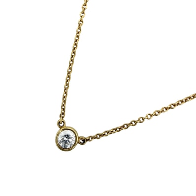 TIFFANY&Co. ティファニー ネックレス バイザヤード シングルダイヤモンドペンダント ジュエリー アクセサリー 一粒ダイヤ 18金YG Au750 ダイヤモンド レディース 約1.8g 美品【中古品】