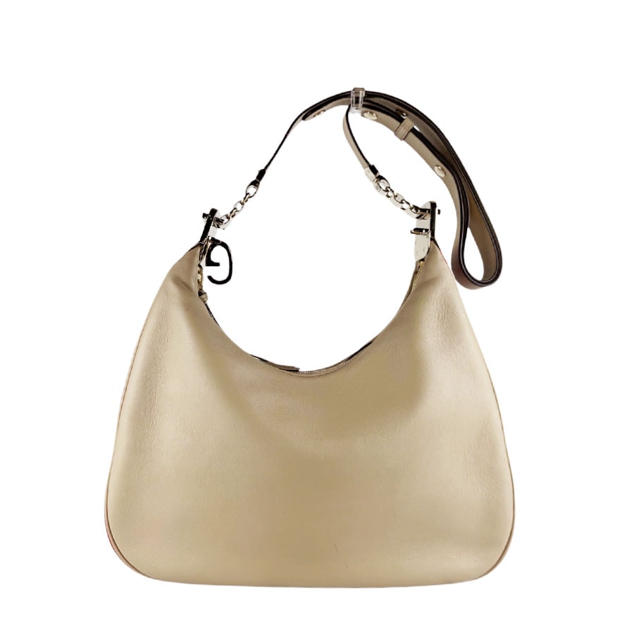 グッチ GUCCI ショルダーバッグ アタッシェ ミディアム レザー ベージュ レディース 702823【中古】 z10246