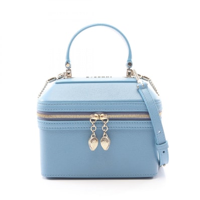 ブルガリ BVLGARI セルペンティ ジュエリーボックス 2WAY ハンドバッグ バッグ レザー レディース ブルー系 【中古】