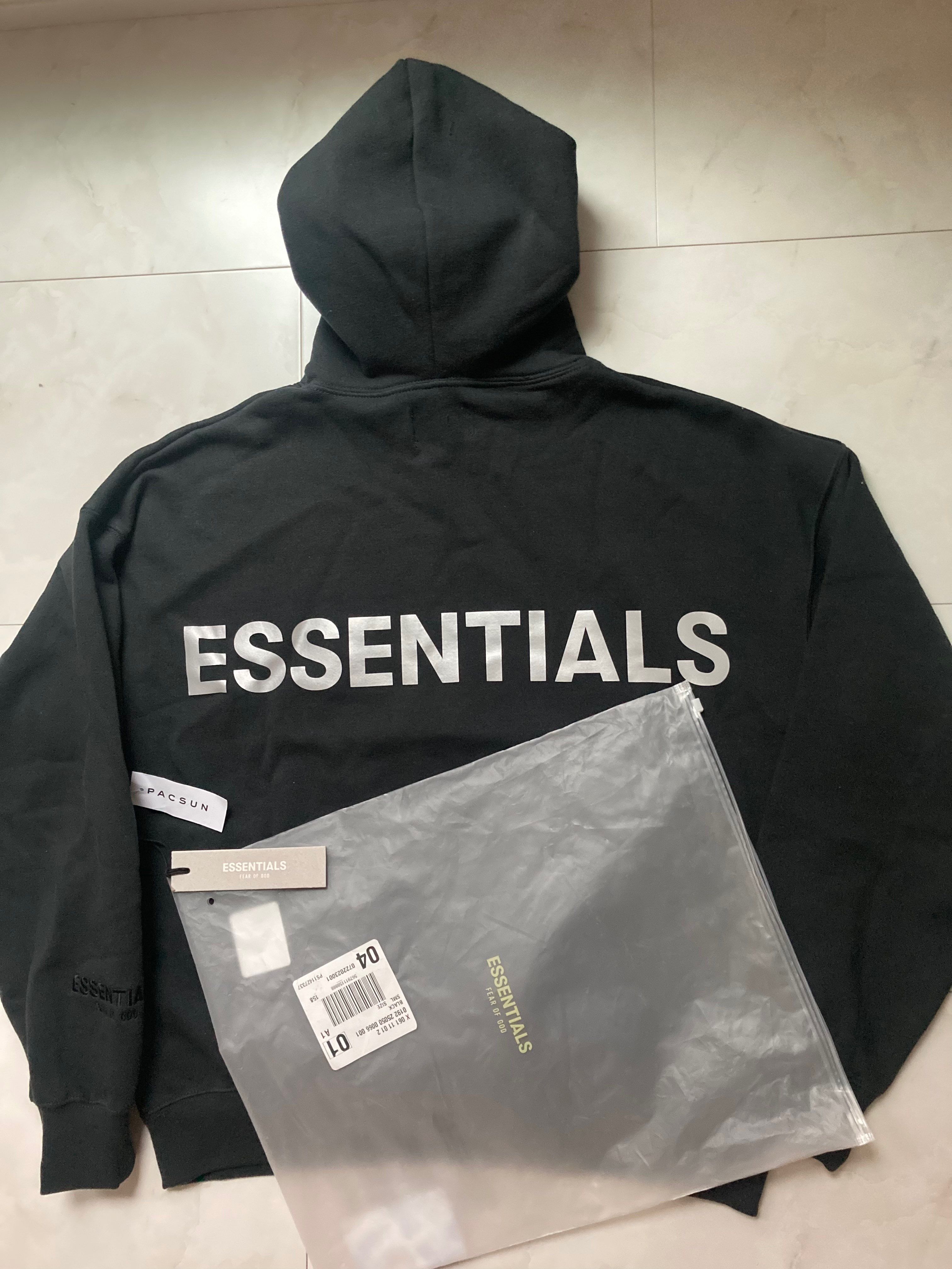 FEAR OF GOD ESSENTIALS 3M logo Pullover Hoodie "Black"