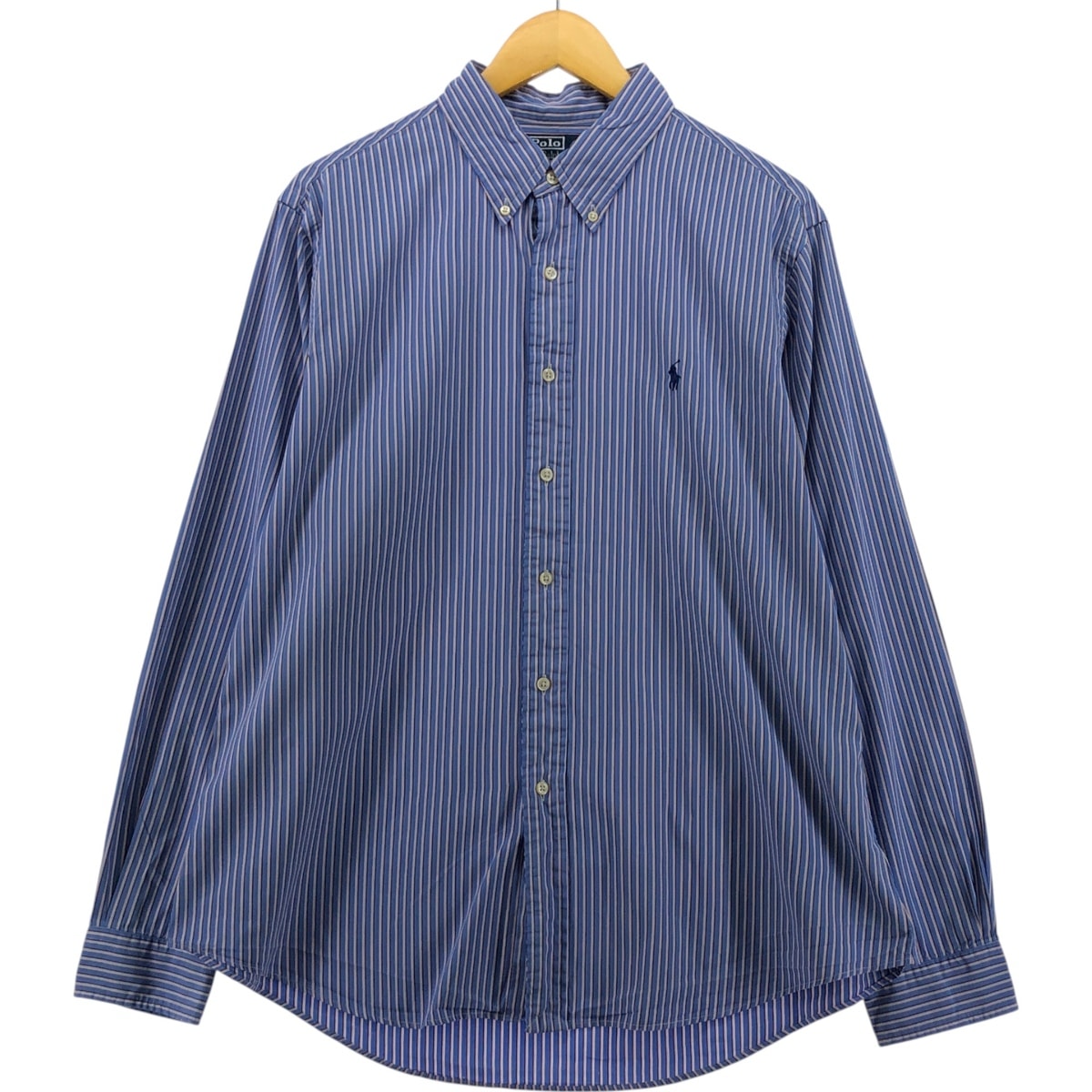 古着 ラルフローレン Ralph Lauren POLO by Ralph Lauren CUSTOM FIT DRESS SHIRT 長袖 ボタンダウンストライプシャツ メンズXL相当/eaa551957