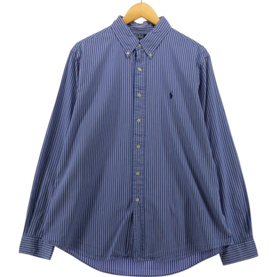 古着 ラルフローレン Ralph Lauren POLO by Ralph Lauren CUSTOM FIT DRESS SHIRT 長袖 ボタンダウンストライプシャツ メンズXL相当/eaa551957