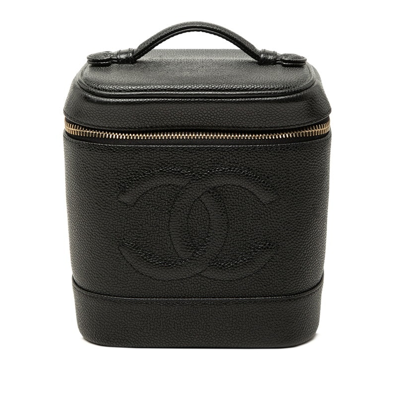 シャネル ココマーク バニティバッグ ハンドバッグ A01998 ブラック キャビアスキン レディース CHANEL 【中古】