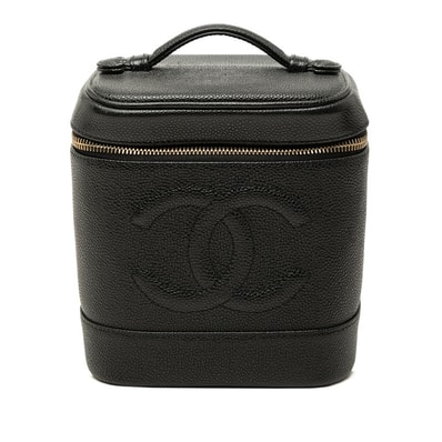 シャネル ココマーク バニティバッグ ハンドバッグ A01998 ブラック キャビアスキン レディース CHANEL 【中古】