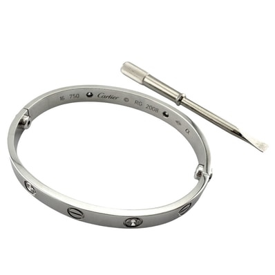 カルティエ ラブブレス ドライバー付き バングル 18金 K18ホワイトゴールド ダイヤモンド レディース CARTIER 中古